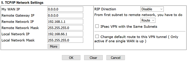 IP Network Settings of the IPsec VPN